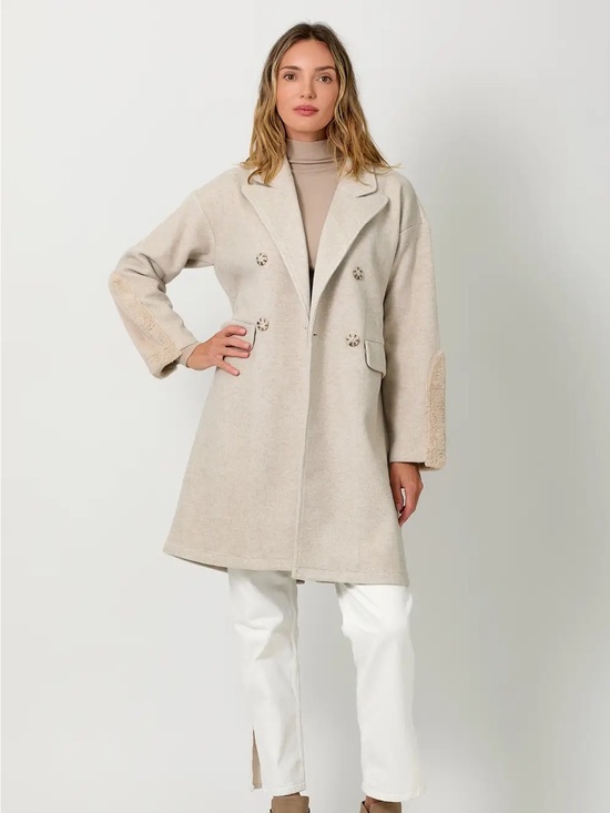 Jackets & Blazers - Fur Sleeve Double Breast Coat - NWT